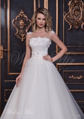 Wedding dress with fabric flowers-2